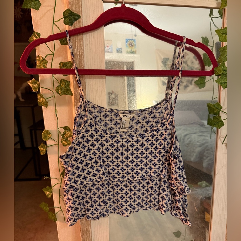 Blue Floral Crop Top